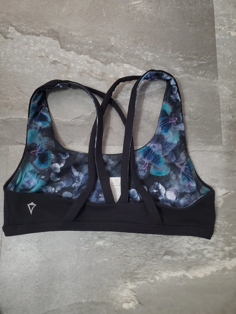 Ivivva By Lululemon Reversible Sports Bra. Black, Floral. Strappy Back. Size 12. - Picture 4 of 6